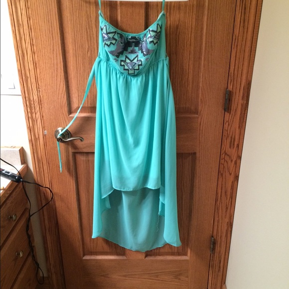 Aqua blue high low dress