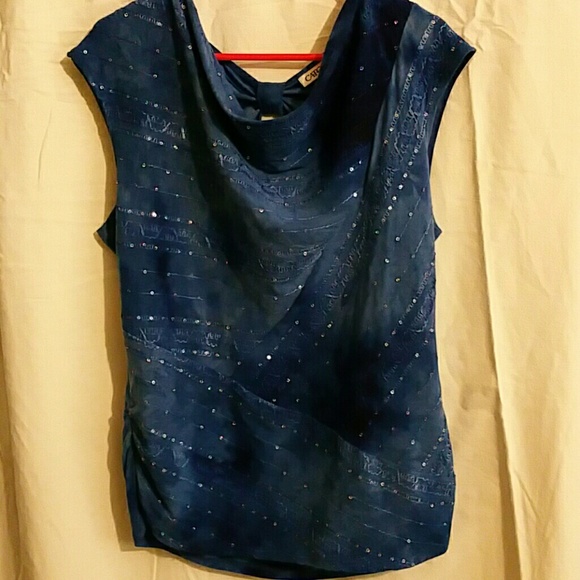 Beautiful cowl blouse with small keyhole in back.