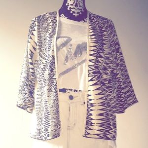 Black and white silk kimono small