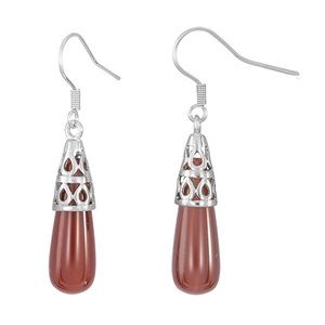 925 Sterling Silver Genuine Red Agate Earrings
