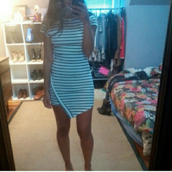 Asymmetrical striped dress