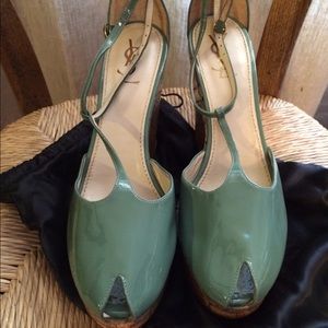 YSL peep toe wedges