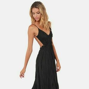 Black Crocheted Maxi Dress