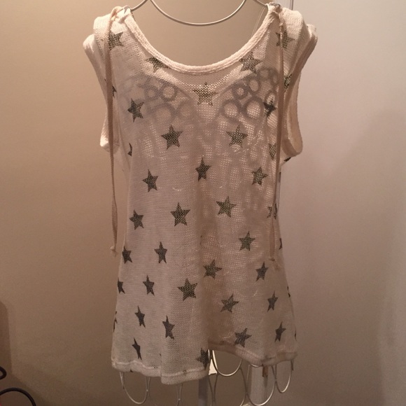 Vintage Havana Star Knit Top with Hood