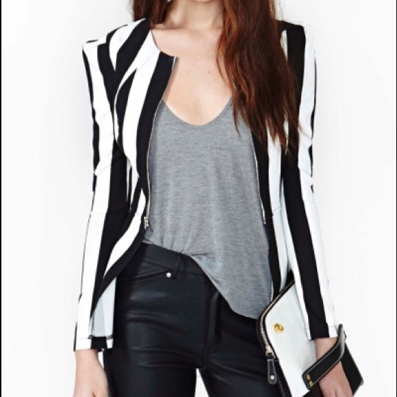 Nastygal striped black and white peplum top