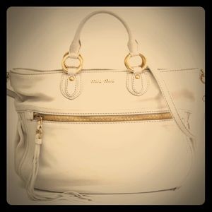 MIU MIU Hand bag Leather Ivory