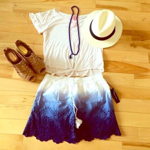 Express dip-dyed eyelet skirt
