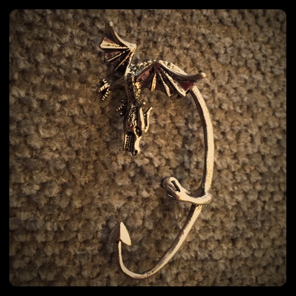 Silver dragon ear accessory