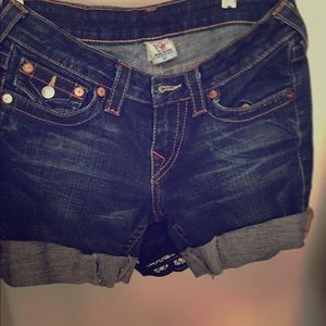 True religion denim shorts