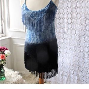 Free people lace blue fringe tunic dress