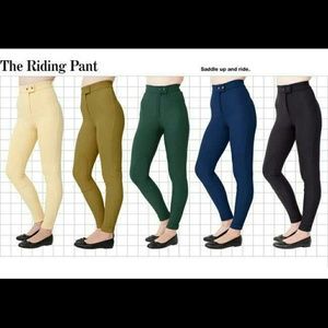 American Apparel riding pants.  Black & brown