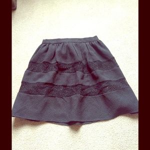 Black lace and textured skater skirt