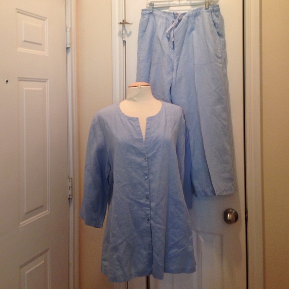 Eileen Fisher linen top & pant set