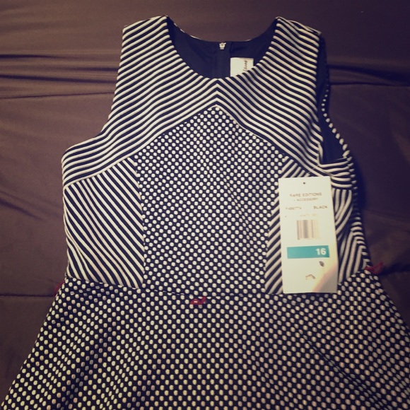 Dress(black and white) (polka dotted and stripes)