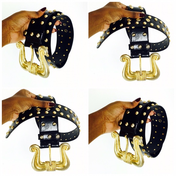 ESCADA vintage studded embossed leather waist belt - Picture 4 of 4