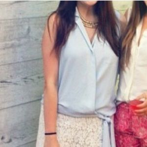 Baby Blue V Neck Sleeveless Zara Top