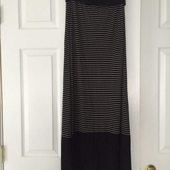 Black and white striped maxi skirt