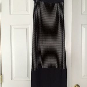 Black and white striped maxi skirt