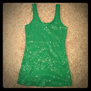 Express Green Sequin Tank- Brand New!