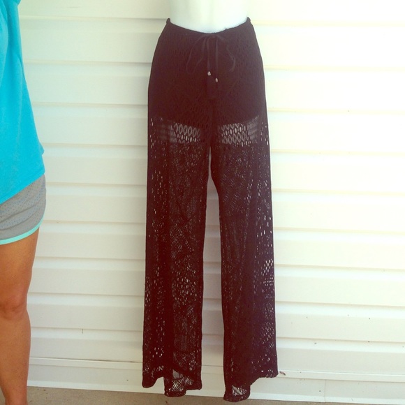 Black crochet pants