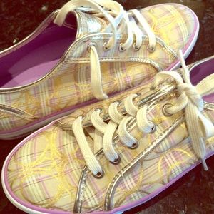 Purple and Gold Coach Tennis Shoes