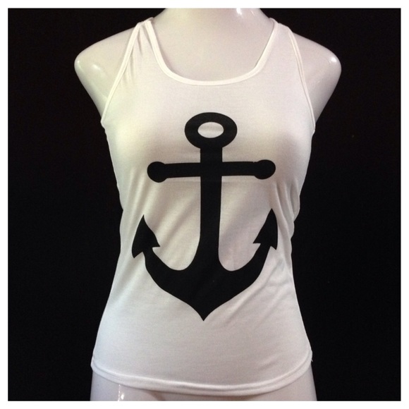 Boutique Tops - Anchor Graphic Racerback Tank