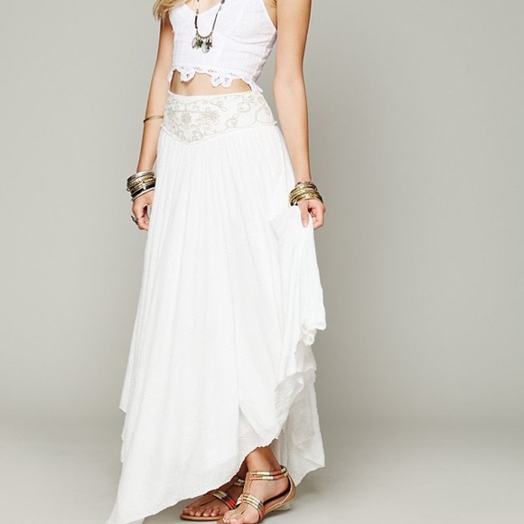 Free people embroidered white skirt.