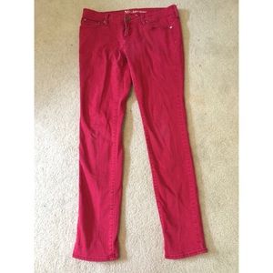 Red bullhead skinny jeans