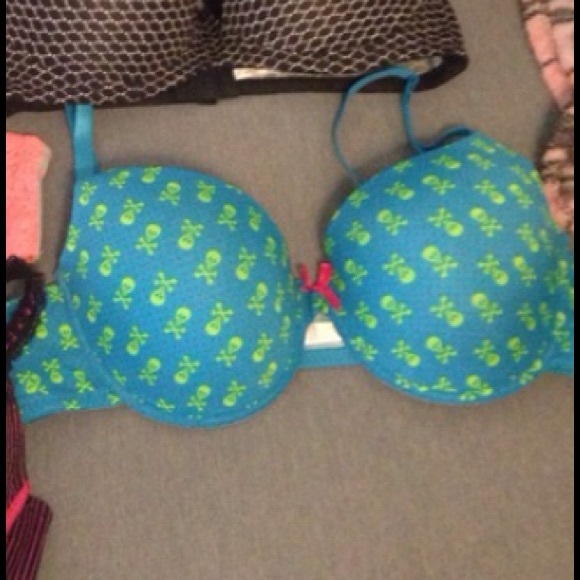 Blue and Green Skull Bra