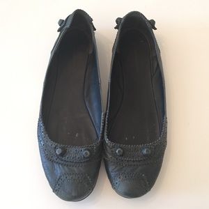 BALENCIAGA Green Studded Flats