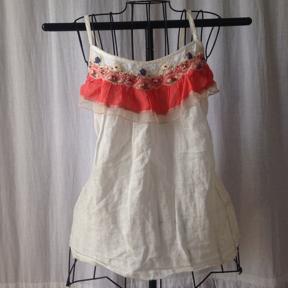 Free people embellished tank top with thread ties