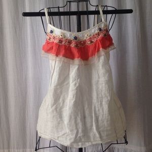 Free people embellished tank top with thread ties