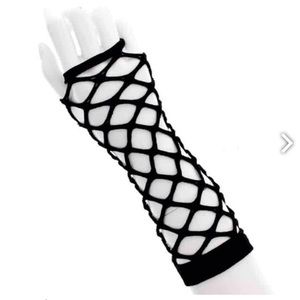 Black fishnet arm wear