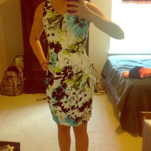 Blue, green, and white flower dress