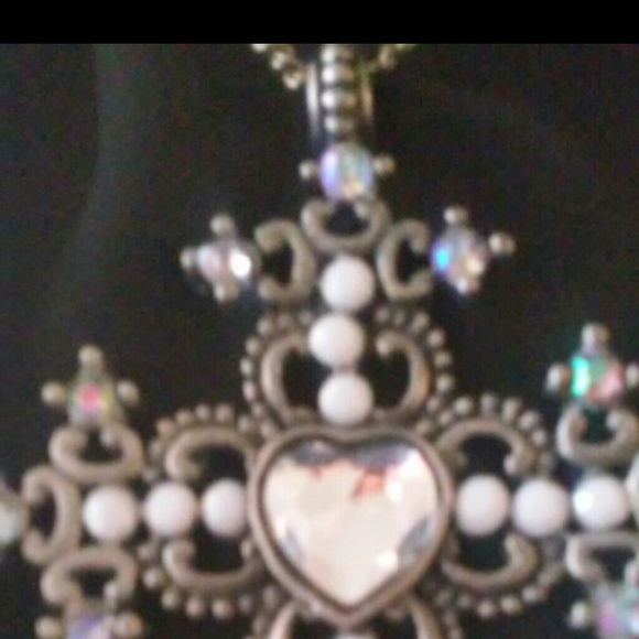 Crystal Heart Cross Necklace