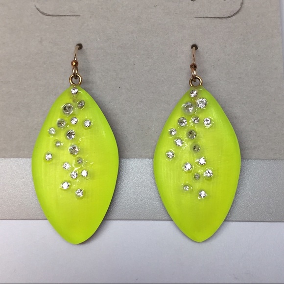 NEW Alexis Bittar Neon Yellow Long Leaf Earrings