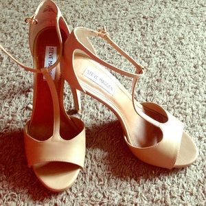 Steve Madden T Strap Nude Heels