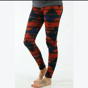 Tribal Leggings Orange and Blue, never worn