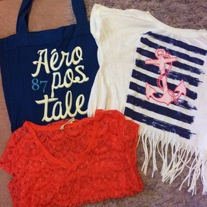 Aeropostale bundle, 2 short sleeve shirts and bag