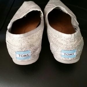 Toms silver sparkly flats