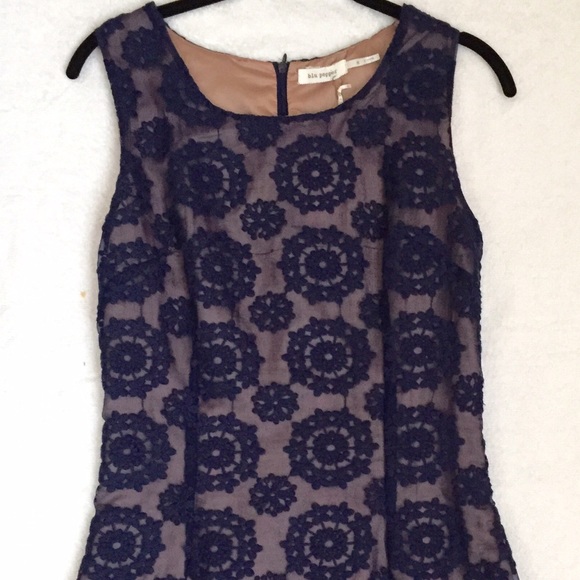 Navy eyelit dress with nude lining. New!