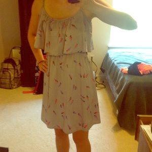 Grey Dress with little birds on it