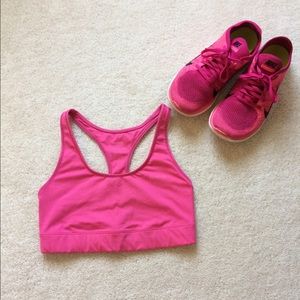 Pink reebok sports bra