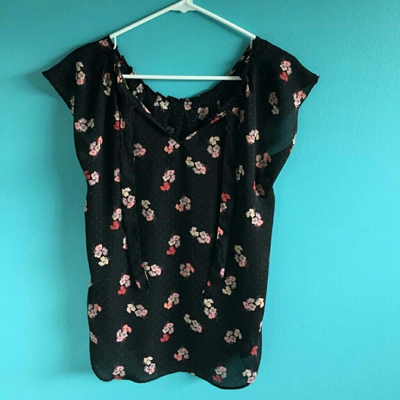 Black with pink flowers and small polka dots