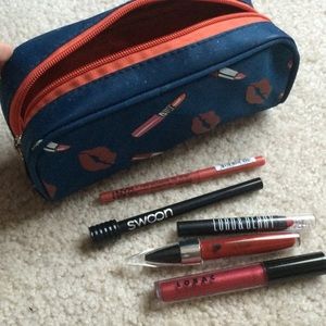 Bundle of red lip products