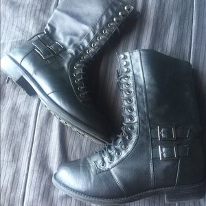 Black combat boots