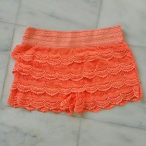Neon Orange Lace Shorts