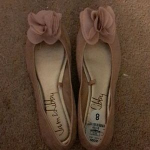 Pink suede flats