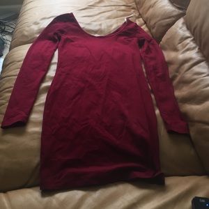 F21 maroon body con dress