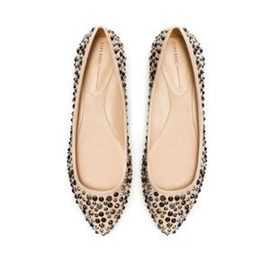 Zara Beige Flat with Rhinestones